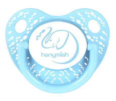 Hanymish 18 Ay+ Delikli Ortodontik Kiraz Uçlu Damaklı Silikon Emzik Beyaz Mavi