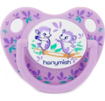 Hanymish 6-18 Ay Delikli Ortodontik Kiraz Uçlu Damaklı Silikon Emzik Mor