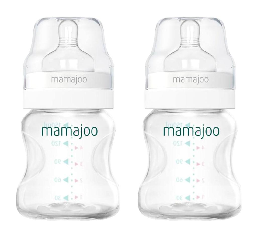 Mamajoo 2'li Silikon Gaz Yapmayan Antikolik Yenidoğan Yavaş Akışlı 0+ Ay Şeffaf Biberon 300 ml