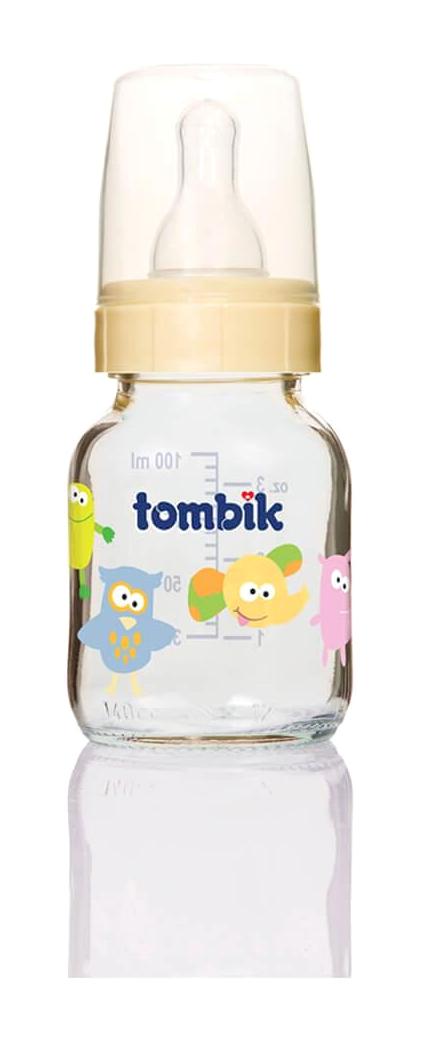 Tombik Silikon Yenidoğan Yavaş Akışlı 0+ Ay Desenli Ekru Biberon 100 ml