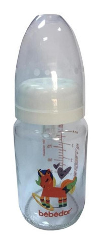 Bebedor Silikon Yenidoğan 0-12 Ay Desenli Beyaz Biberon 125 ml