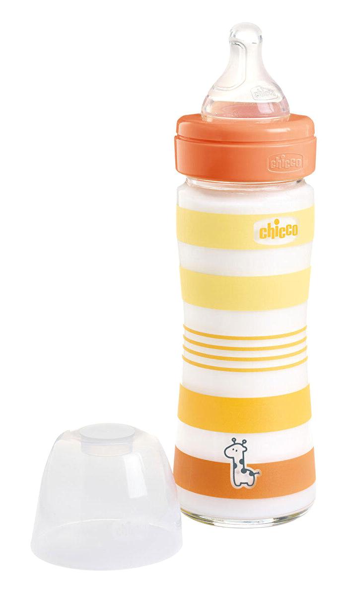 Chicco Wellbeing Silikon Gaz Yapmayan Antikolik Yenidoğan Yavaş Akışlı 0+ Ay Desenli Gri Biberon 240 ml