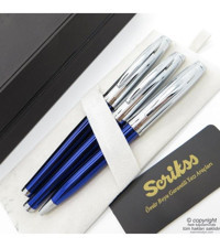 Scrikss 39 3'lü Set Lacivert Krom Dolma Kalem