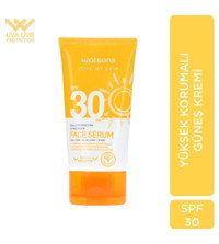 Watsons Face Serum 30 Faktör Tüm Ciltler İçin Leke Karşıtı Nemlendirici Yağsız Suya Dayanıklı Yüz Güneş Kremi 50 ml