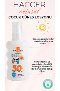 Haccer 50 Faktör Tüm Ciltler İçin Nemlendirici Suya Dayanıklı Yüz ve Vücut Güneş Losyonu 200 ml