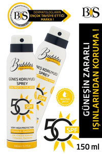 Bs Bubbles Cosmetic 50 Faktör Tüm Ciltler İçin Leke Karşıtı Nemlendirici Suya Dayanıklı Yüz Güneş Kremi 150 ml