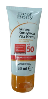 Dear Body 50 Faktör Tüm Ciltler İçin Nemlendirici Suya Dayanıklı Yüz ve Vücut Güneş Kremi 60 ml