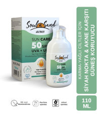 Soul N Sand 50 Faktör Tüm Ciltler İçin Leke Karşıtı Nemlendirici Yağsız Suya Dayanıklı Yüz ve Vücut Güneş Kremi 110 ml