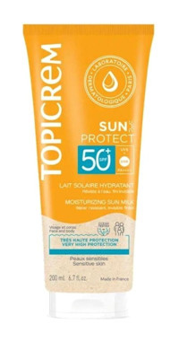 Topicrem Sun Protect Moisturizing 50 Faktör Tüm Ciltler İçin Nemlendirici Suya Dayanıklı Yüz ve Vücut Güneş Kremi 200 ml