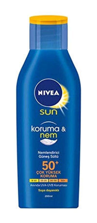 Nivea Sun 50 Faktör Tüm Ciltler İçin Leke Karşıtı Nemlendirici Yağsız Suya Dayanıklı Yüz ve Vücut Güneş Losyonu 200 ml