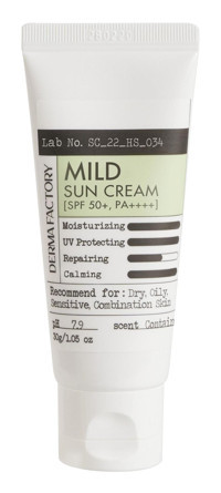 Derma Factory Factory Mild Sun 50 Faktör Hassas Ciltler İçin Leke Karşıtı Nemlendirici Yağsız Suya Dayanıklı Yüz ve Vücut Güneş Kremi 50 ml