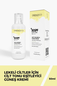 Dermoco Cosmetics Blemish Defense Renkli 50 Faktör Tüm Ciltler İçin Leke Karşıtı Nemlendirici Yaşlanma Karşıtı Yağsız Suya Dayanıklı Yüz ve Vücut Güneş Kremi 50 ml
