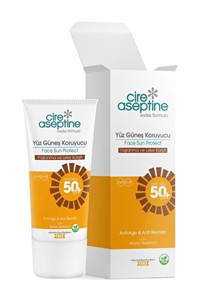 Cire Aseptine 50 Faktör Tüm Ciltler İçin Leke Karşıtı Nemlendirici Yaşlanma Karşıtı Suya Dayanıklı Yüz ve Vücut Güneş Kremi 50 ml
