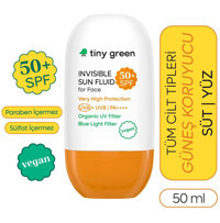 Tiny Green Invisible Sun Fluıd 50 Faktör Tüm Ciltler İçin Leke Karşıtı Nemlendirici Yağsız Suya Dayanıklı Yüz Güneş Sütü 50 ml