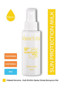 Masse Leur Sun Protection Milk 50 Faktör Tüm Ciltler İçin Leke Karşıtı Nemlendirici Yaşlanma Karşıtı Yağsız Suya Dayanıklı Yüz ve Vücut Güneş Kremi 100 ml
