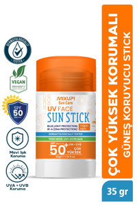 Mixup Uv Face Stick 50 Faktör Tüm Ciltler İçin Leke Karşıtı Nemlendirici Yağsız Suya Dayanıklı Yüz Güneş Kremi 75 ml