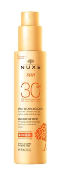 Nuxe 30 Faktör Tüm Ciltler İçin Leke Karşıtı Nemlendirici Yağsız Suya Dayanıklı Yüz ve Vücut Güneş Kremi 150 ml