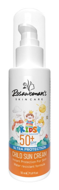 Rosawomans 50 Faktör Tüm Ciltler İçin Leke Karşıtı Nemlendirici Yağsız Suya Dayanıklı Yüz ve Vücut Güneş Kremi 2x50 ml