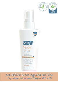 Seay 50 Faktör Tüm Ciltler İçin Leke Karşıtı Nemlendirici Yağsız Suya Dayanıklı Yüz ve Vücut Güneş Kremi 125 ml