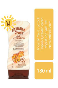 Hawaiian Tropic Tropic 50 Faktör Tüm Ciltler İçin Leke Karşıtı Nemlendirici Yağsız Suya Dayanıklı Yüz ve Vücut Güneş Losyonu 50 ml