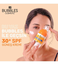 Bs Bubbles Cosmetic 50 Faktör Tüm Ciltler İçin Leke Karşıtı Nemlendirici Suya Dayanıklı Yüz ve Vücut Güneş Kremi 100 ml