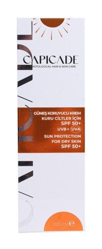 Capicade 50 Faktör Kuru Ciltler İçin Nemlendirici Suya Dayanıklı Yüz Güneş Kremi 100 ml