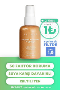 Licape Sunlotıon Wıth Shımmer Renkli 50 Faktör Tüm Ciltler İçin Leke Karşıtı Nemlendirici Aydınlatıcı Yağsız Suya Dayanıklı Yüz Ve Vücut Güneş Kremi 100 ml