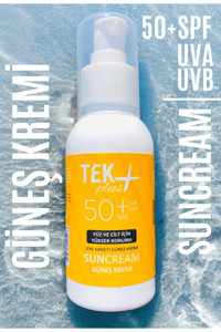 Tekplus 50 Faktör Tüm Ciltler İçin Leke Karşıtı Nemlendirici Suya Dayanıklı Yüz ve Vücut Güneş Kremi 100 ml