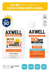 Axwell 50 Faktör Tüm Ciltler İçin Nemlendirici Suya Dayanıklı Yüz Güneş Kremi 100 ml