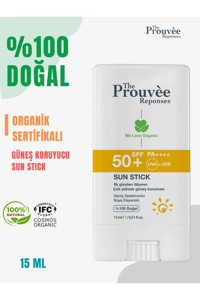 The Prouvee Reponses Stick 50 Faktör Tüm Ciltler İçin Leke Karşıtı Nemlendirici Yağsız Suya Dayanıklı Yüz ve Vücut Güneş Kremi 15 ml