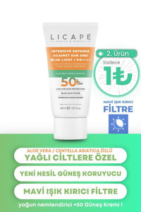 Licape 50 Faktör Yağlı Ciltler İçin Nemlendirici Suya Dayanıklı Yüz Güneş Kremi 40 ml