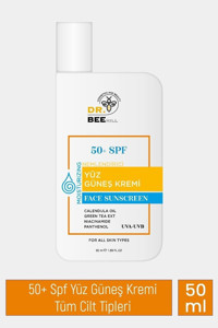 Dr.Bee Hill 50 Faktör Tüm Ciltler İçin Leke Karşıtı Nemlendirici Suya Dayanıklı Yüz ve Vücut Güneş Kremi 50 ml