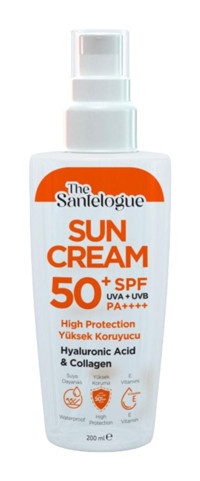 The Santelogue 50 Faktör Tüm Ciltler İçin Nemlendirici Suya Dayanıklı Yüz ve Vücut Güneş Kremi 200 ml