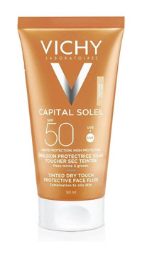 Vichy Capital Soleil Renkli 50 Faktör Tüm Ciltler İçin Nemlendirici Kapatıcılı Suya Dayanıklı Yüz Güneş Kremi 50 ml