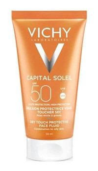 Vichy 50 Faktör Tüm Ciltler İçin Leke Karşıtı Nemlendirici Yağsız Suya Dayanıklı Yüz ve Vücut Güneş Kremi 50 ml