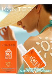 Kontes Sun Care 50 Faktör Tüm Ciltler İçin Leke Karşıtı Nemlendirici Yağsız Suya Dayanıklı Yüz ve Vücut Güneş Kremi 50 ml