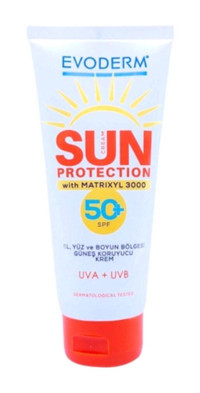 Evoderm 50 Faktör Tüm Ciltler İçin Nemlendirici Suya Dayanıklı Yüz Güneş Kremi 100 ml