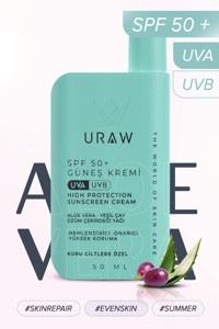 Uraw 50 Faktör Kuru Ciltler İçin Nemlendirici Suya Dayanıklı Yüz Güneş Kremi 50 ml