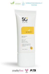Wiwify 50 Faktör Tüm Ciltler İçin Leke Karşıtı Nemlendirici Yağsız Suya Dayanıklı Yüz ve Vücut Güneş Kremi 50 ml