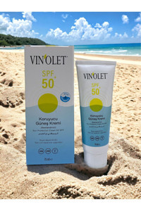 Vinolet 50 Faktör Tüm Ciltler İçin Leke Karşıtı Nemlendirici Suya Dayanıklı Yüz Güneş Kremi 75 ml