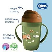 Wee Baby Friends Pipetli Akıtmaz Kulplu 6+ Ay 265 ml Alıştırma Bardağı Yeşil