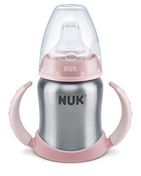 Nuk 255247-B Akıtmaz Kulplu 125 ml Alıştırma Bardağı Pembe