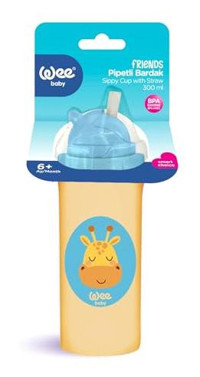 Wee Baby Friends Pipetli Kulpsuz 6+ Ay 300 ml Alıştırma Bardağı Turuncu