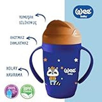 Wee Baby Friends Pipetli Akıtmaz Kulplu 6+ Ay 265 ml Alıştırma Bardağı Lacivert