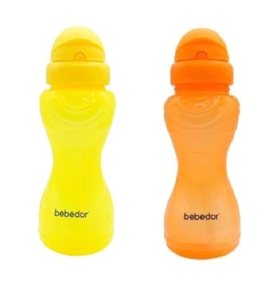 Bebedor Pipetli Akıtmaz Kulpsuz 9+ Ay 2x330 ml Alıştırma Bardağı Sarı Turuncu