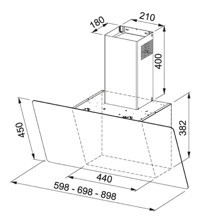 Franke 3300516056 560 m3/h 60 cm Cam Karbon Filtreli Bacalı Duvar Tipi Damlumbaz Beyaz