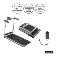 Icotech T12 1 Programlı 120 kg Kapasiteli Motorlu Katlanabilir Koşu Bandı Siyah
