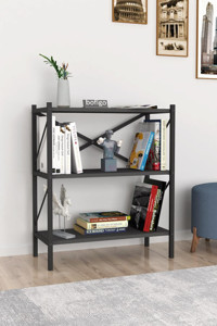 Bofigo 3 Raflı Suntalam 85 cm Antrasit Kitaplık