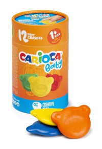 Carioca Teddy Şekilli Kirletmeyen Mum Boyalar 12'li Pastel Boya