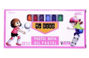 My Dido Karton Kutu Köşeli 12 Renk Pembe Kapak Pastel Boya